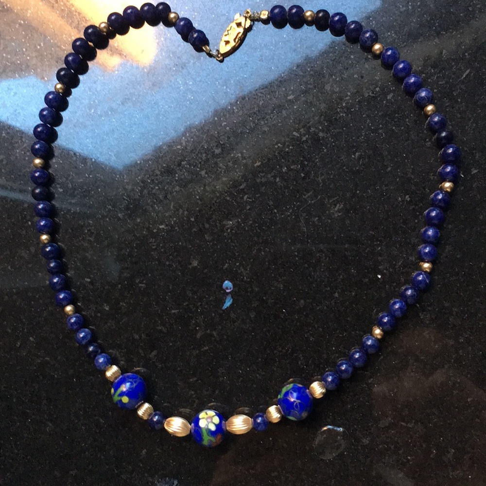 Blue beaded necklace